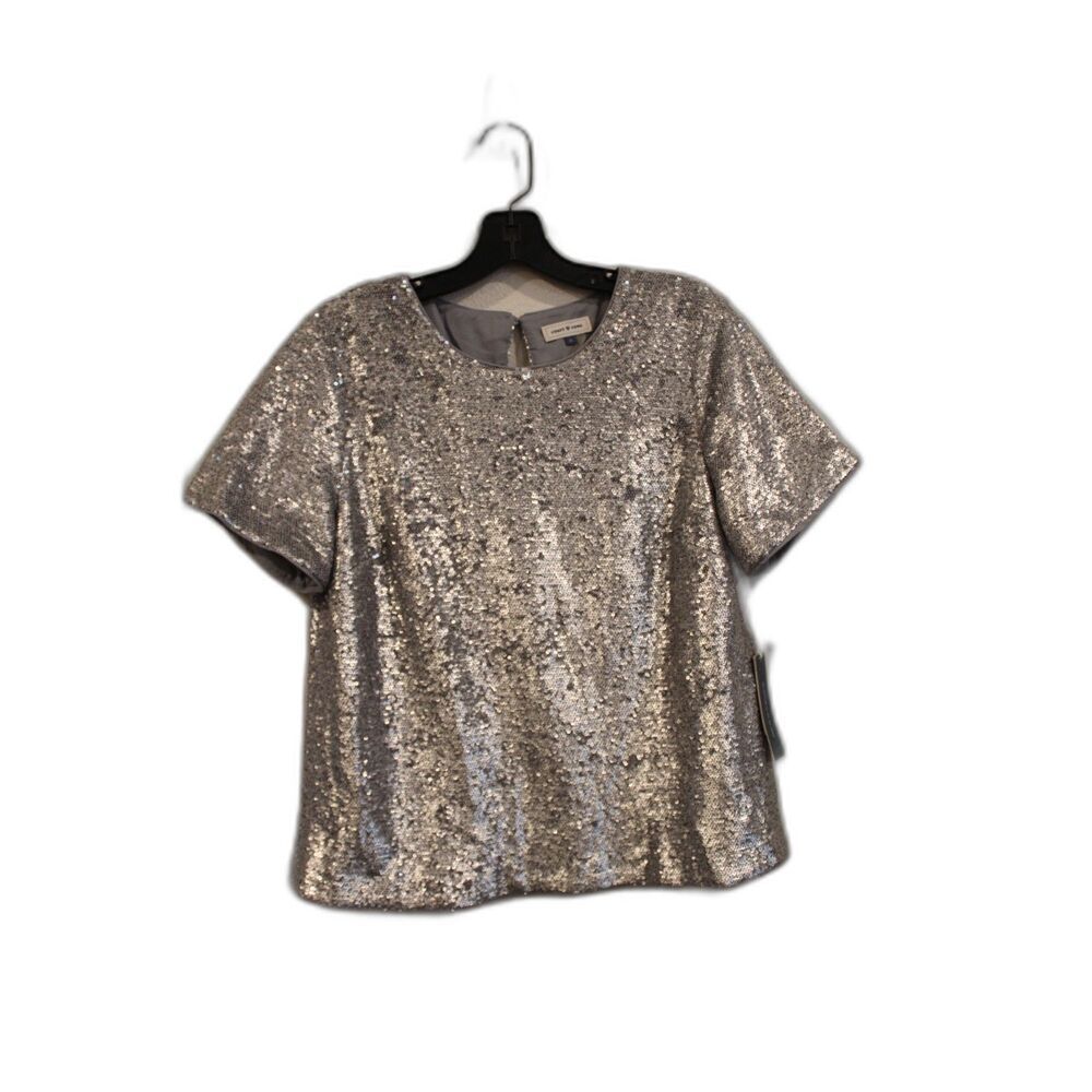 Court and Rowe new silver gray sequin top key hole back size medium
